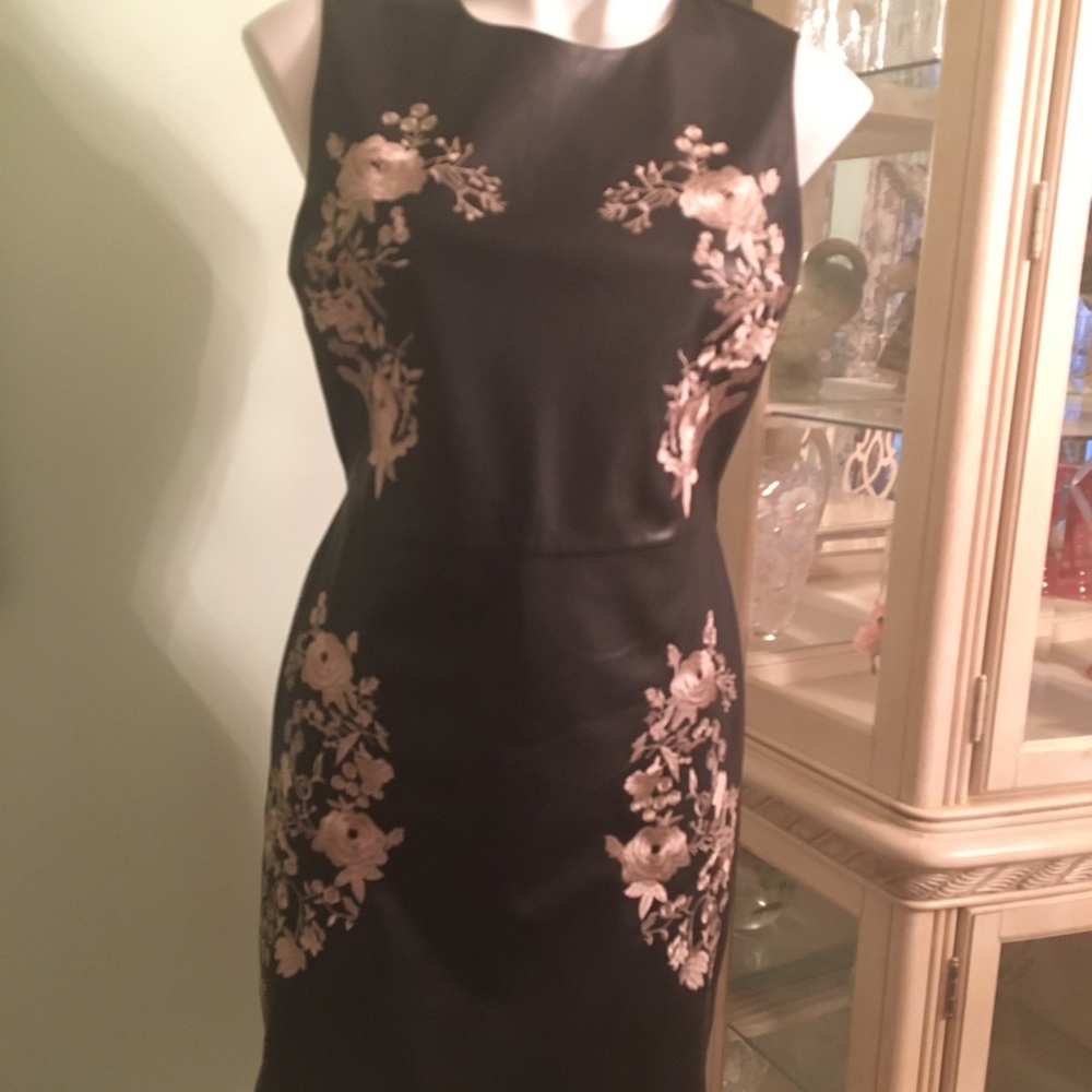 Black Faux Leather  Sheath Dress